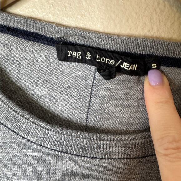 Rag & Bone Small Gray Marl Merino Wool Crew Neck Lightweight Tunic Sweater - Picture 2 of 9